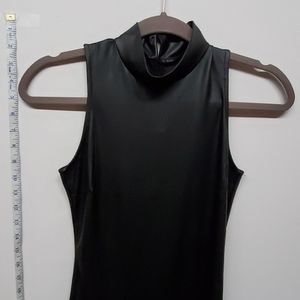 Sexy Bodycon black dress faux leather